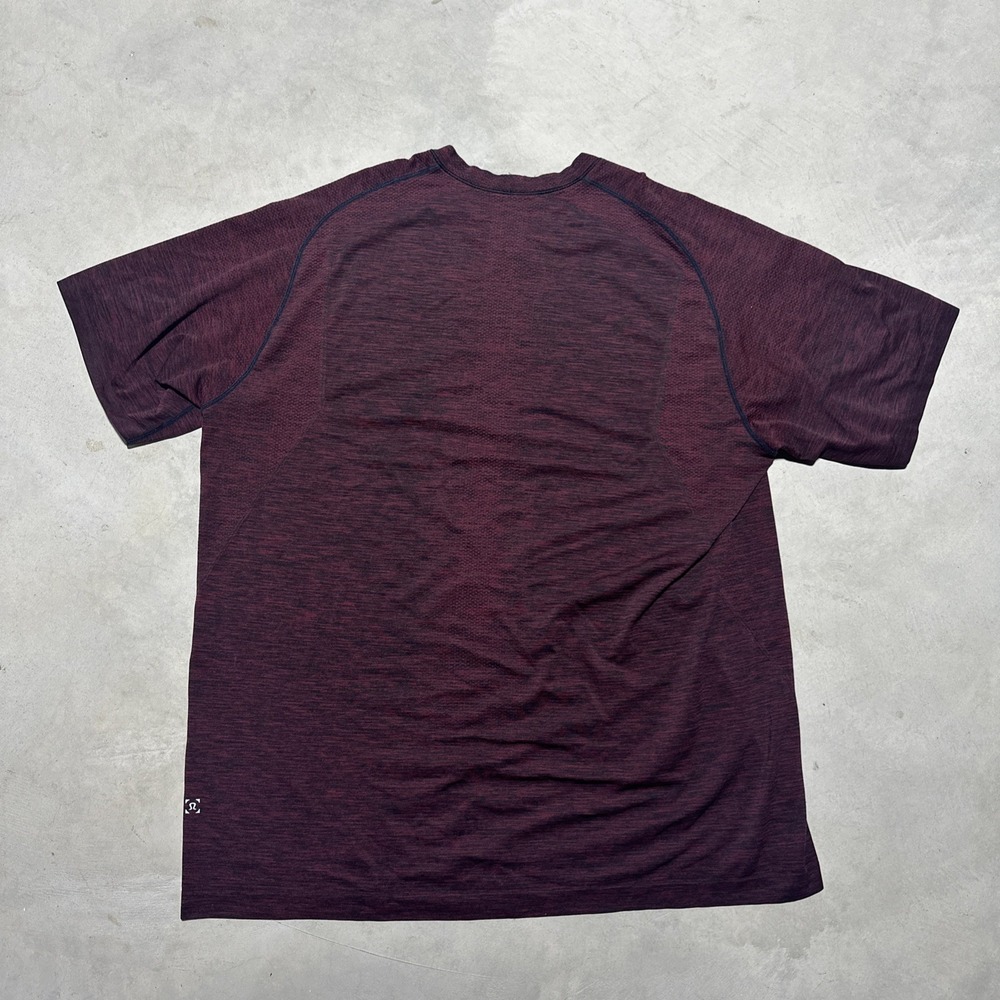 Lululemon Metal Vent Tech Short Sleeve 2.0 Maroon Black SZ 2XL Performance